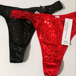 Woman  sexy lingerie panties thongs size 2x/3x  red and black two pairs